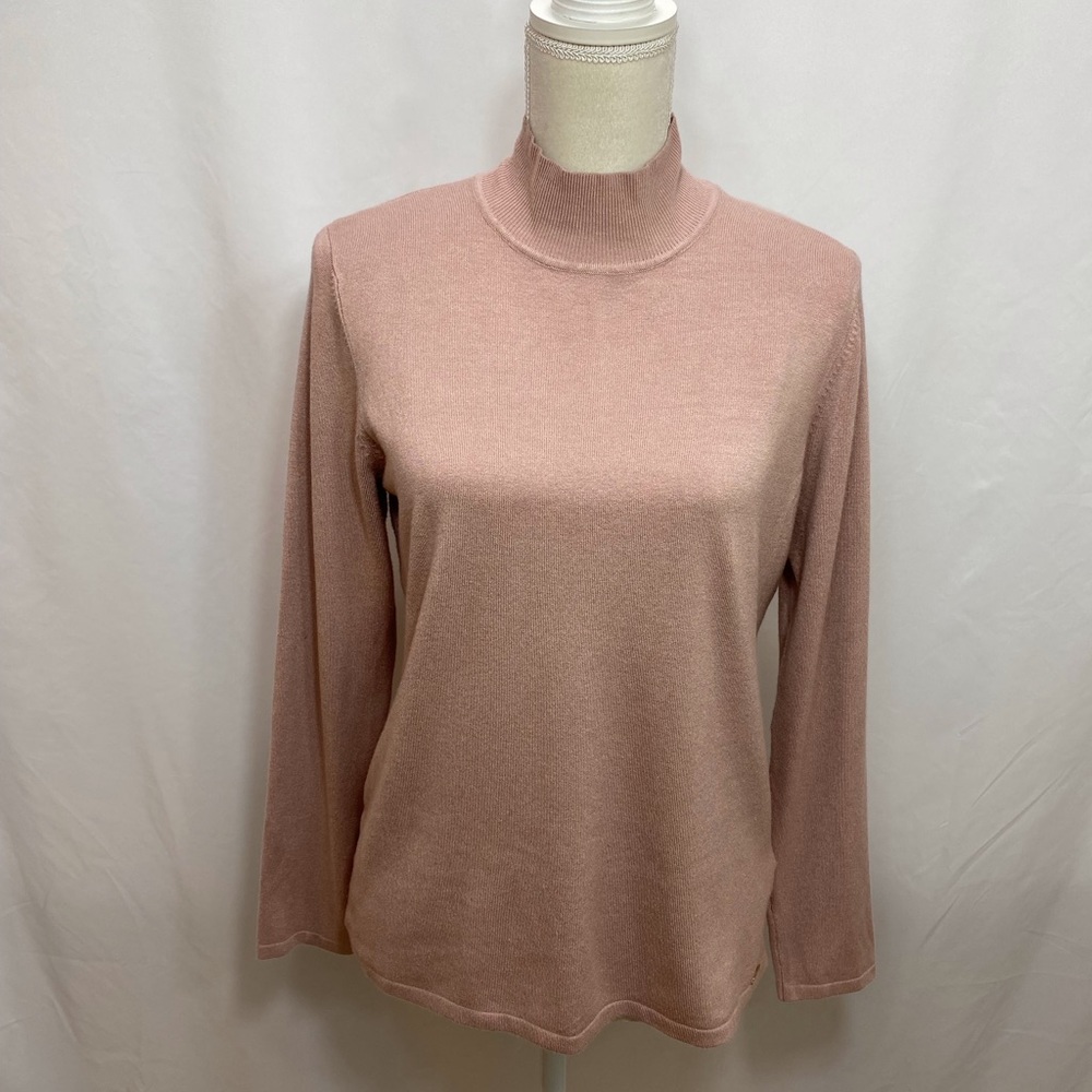 T Tahari Blush Pink Sweater Womens Large Mock Neck Pullover